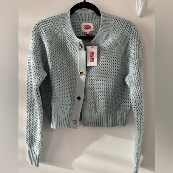 Solid & Striped Carly Blue Sparkle Cardigan, size L - Picture 4 of 9